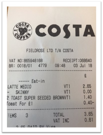 VAT capture UK receipt
